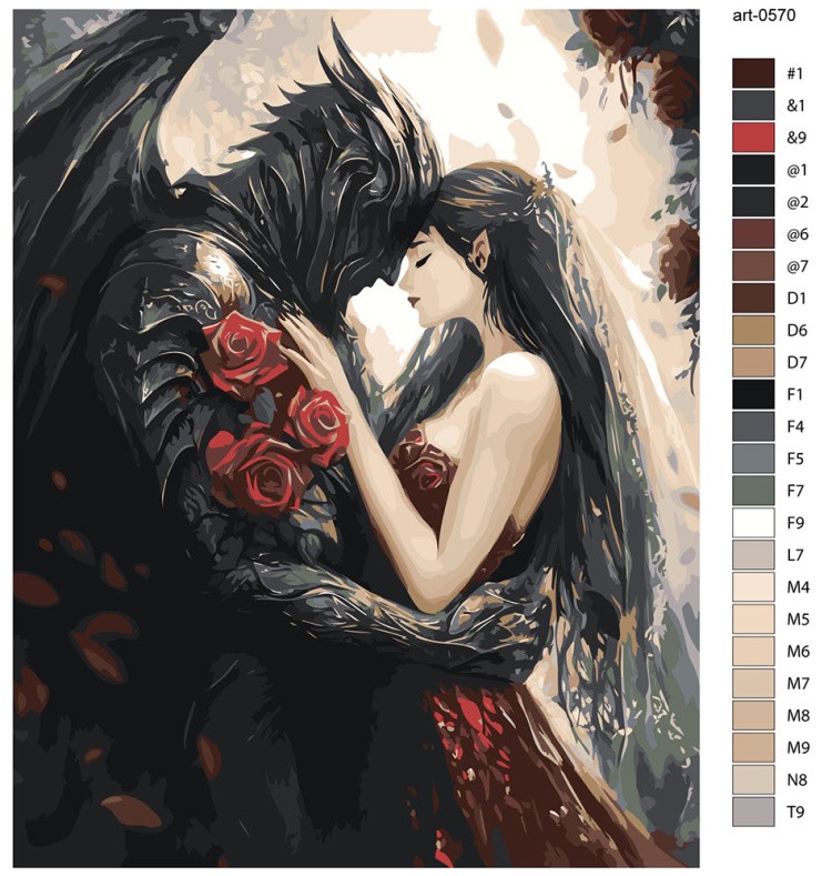 Картина по номерам «Романтика: влюбленная пара, рыцарь, розы» — картинка 2