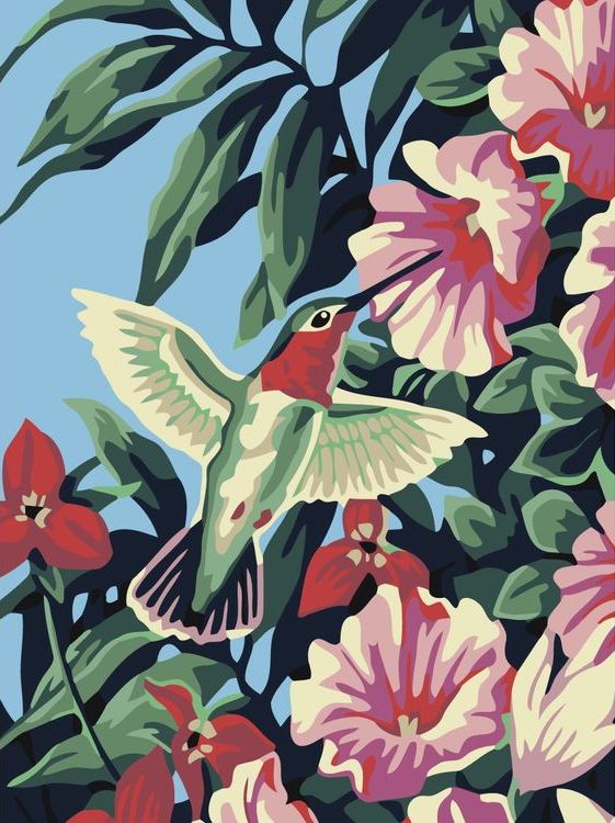 Картина по номерам «Колибри у цветка»