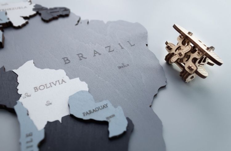 EWA Деревянная «Карта Мира» настенная, объемная 3 уровня, размер S (100x55 см), цвет: дымчатый — картинка 4