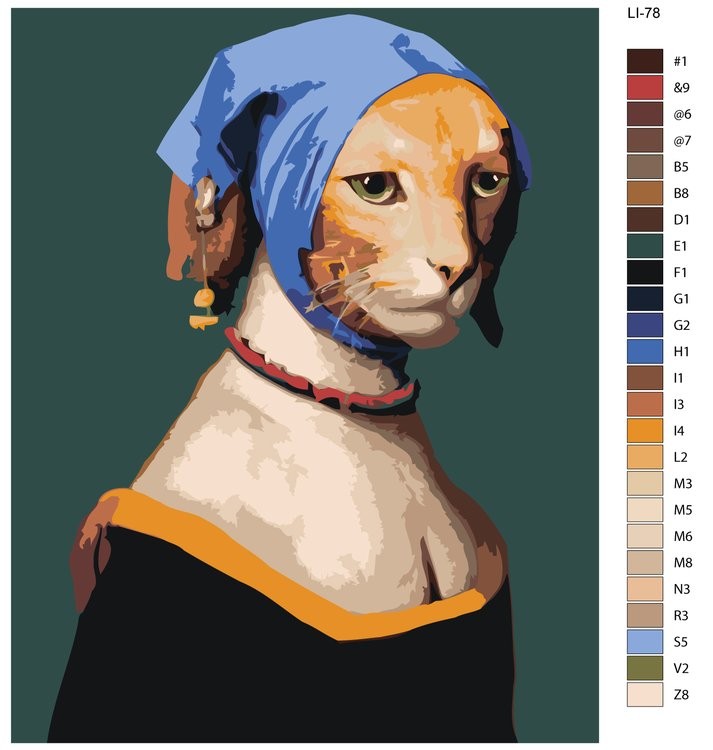 Картина по номерам «Кошка в историческом костюме» — картинка 2