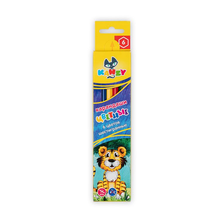 Набор цветных карандашей KANZY «Мой друг тигрёнок», 6 цветов
