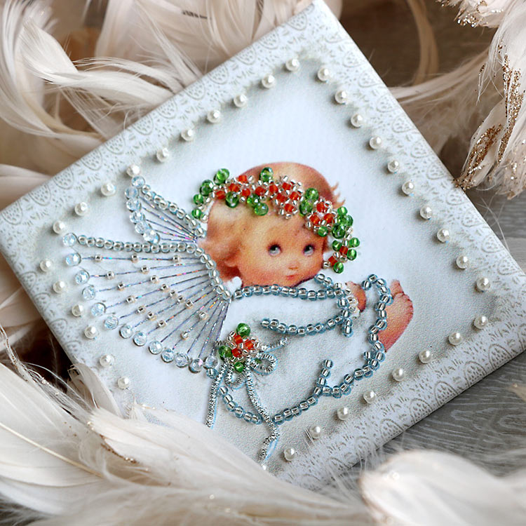 Вышивка Образа в каменьях «Ангелочек» (магнит) — картинка 5