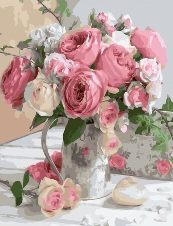 Картина по номерам «Нежный букет из роз»