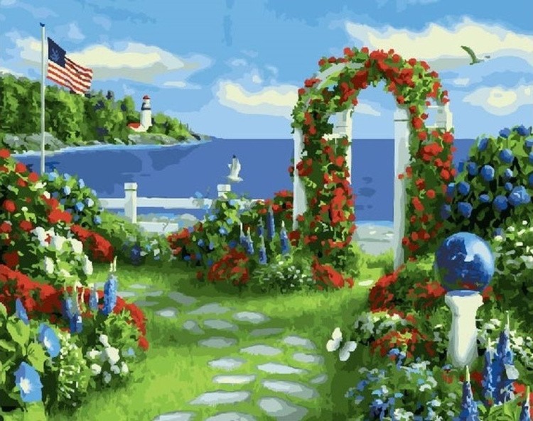 Картина по номерам «Цветочная арка»