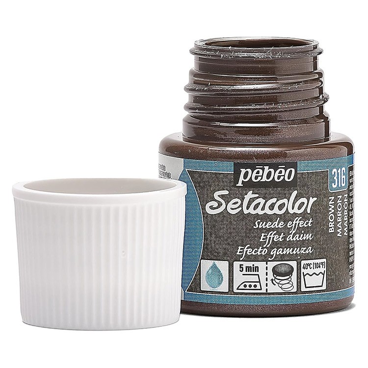 Краска для темных и светлых тканей с эффектом замши Pebeo Setacolor (коричневая), 45 мл — картинка 2