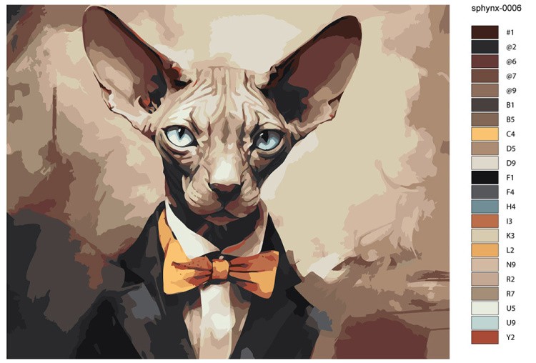 Картина по номерам «Кот сфинкс с бабочкой» — картинка 2