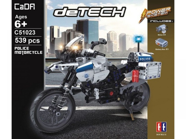 Конструктор с радиоуправлением CADA deTech полицейский мотоцикл, 539 деталей — картинка 4