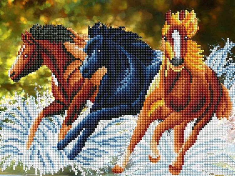 Алмазная вышивка «Трио лошадей»