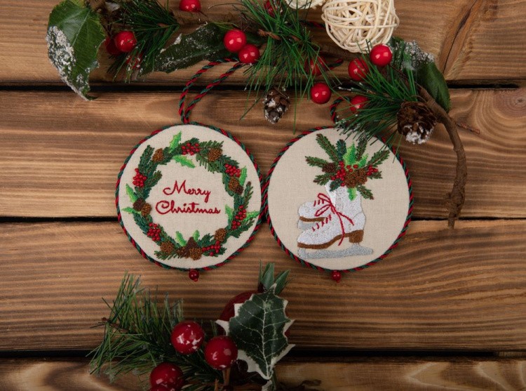 Набор для вышивания «Новогодняя игрушка. Рождественский венок» — картинка 4