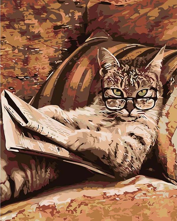 Картина по номерам «Кот с книгой»