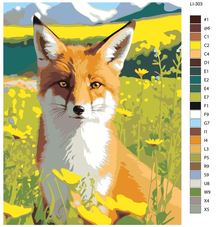Картина по номерам «Рыжий лис в ромашках» — картинка 2