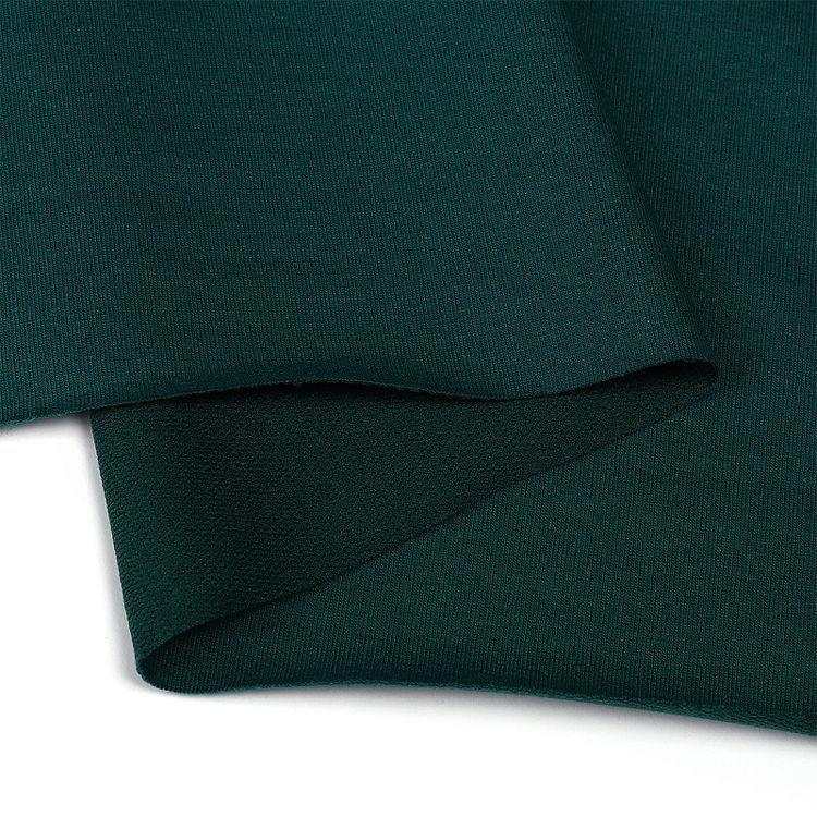 Ткань трикотаж Футер 2х нитка, петля, с лайкрой, 6 м, ширина 180 см, 230 г/м2, пенье, цвет: зеленый опал, TBY — картинка 4