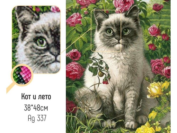 Алмазная вышивка «Кот и лето» — картинка 2