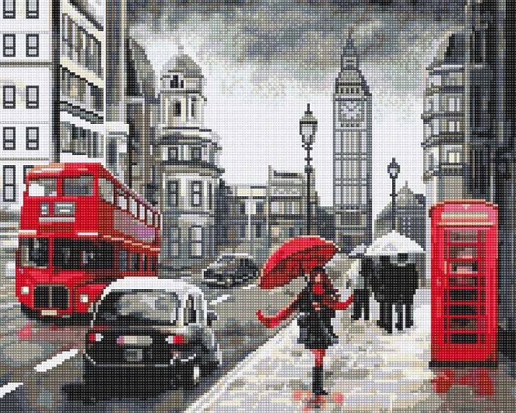 Алмазная вышивка «Улица дождливого Лондона»