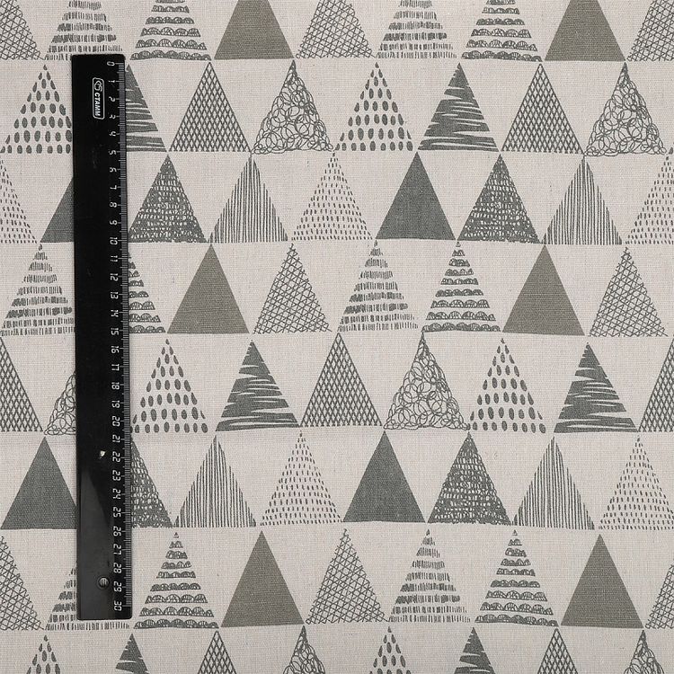 Ткань Лен, 140 г/м², 5 м x 150 см, цвет: молочный, геометрический принт, TBY — картинка 6