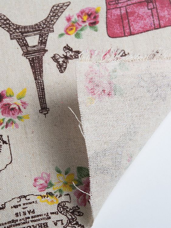 Ткань льняная, 1 м x 150 см, 140 г/м², цвет: белый, принт, TBY — картинка 5