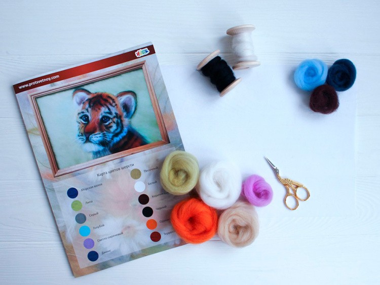Картина шерстью «Тигренок» — картинка 3