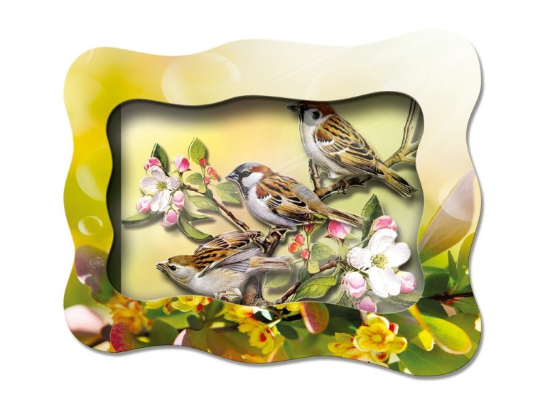 Объемная картина «Воробьи на ветке» — картинка 3