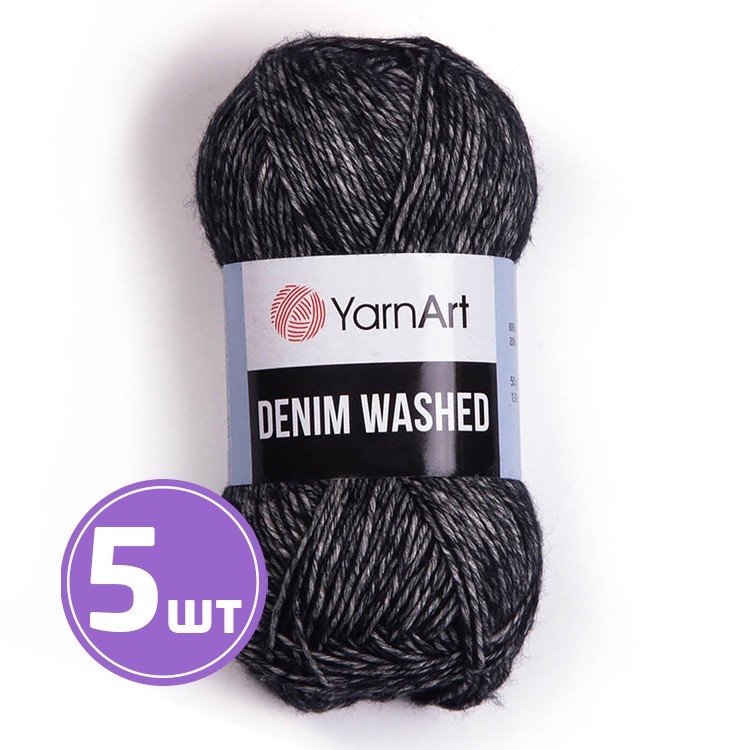 Пряжа YarnArt Denim Washed2 (Деним вошд 2) (923), меланж черно-белый, 5 шт. по 50 г