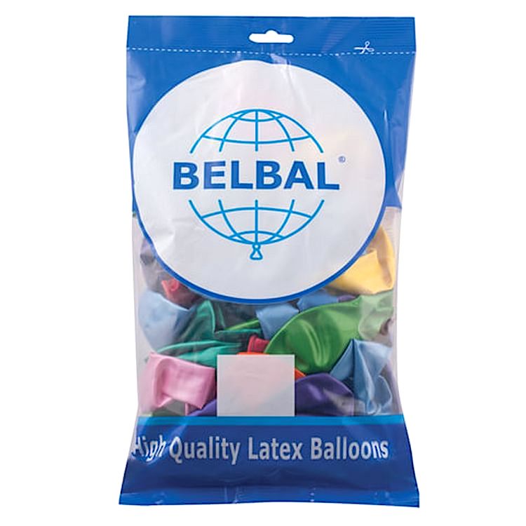 Шары воздушные 14&quot; (36 см), комплект 50 шт., 12 цветов металлик — картинка 2