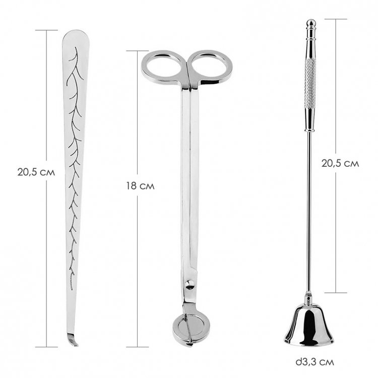 Набор аксессуаров для свечей, серебро — картинка 2