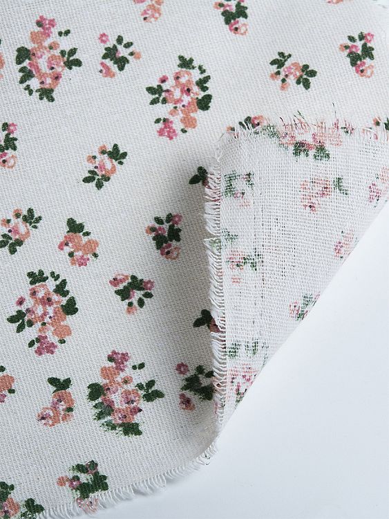 Ткань льняная, 1 м x 150 см, 140 г/м², цвет: белый, цветочный принт, TBY — картинка 4