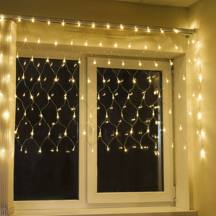 Электрогирлянда светодиодная «Сеть», 120 ламп, 1,5х1 м, цвет: теплый белый — картинка 2