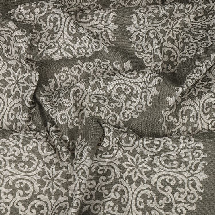 Ткань Лен, 140 г/м², 5 м x 150 см, цвет: молочный, геометрический принт, TBY — картинка 3