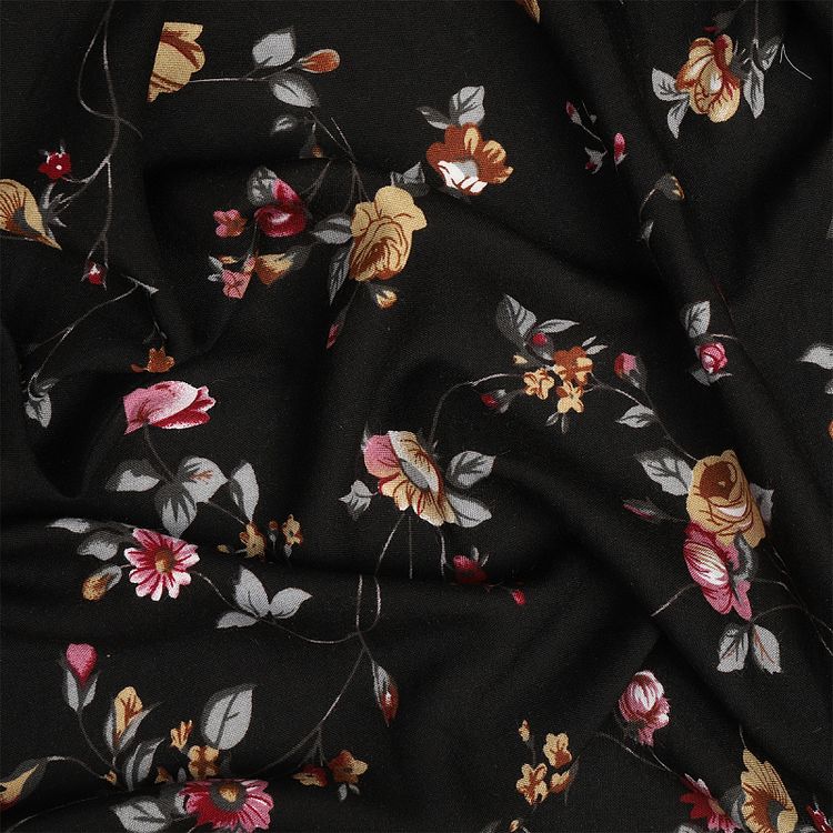 Ткань Штапель с рисунком, 5 м, ширина 145 см, 110 г/м2, цвет: с1 черный, TBY — картинка 2