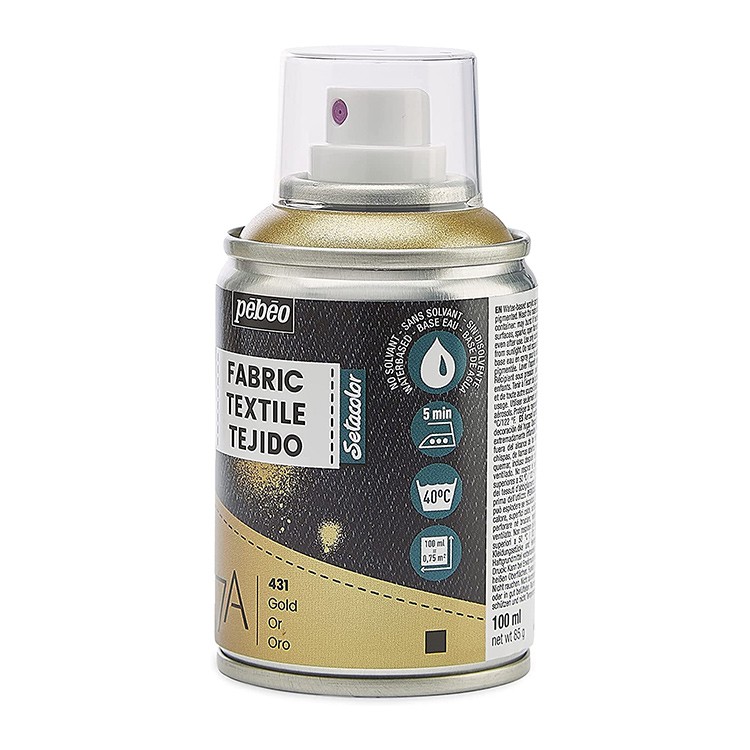 Краска для текстиля 7А Spray (аэрозоль), 100 мл, цвет: золото, Pebeo — картинка 2
