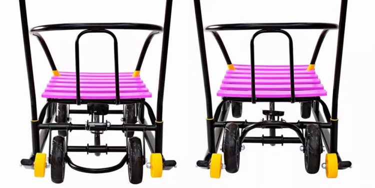 Санки детские Snow Black Auto сливовые рейки с колесами — картинка 16