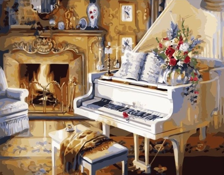 Картина по номерам «Белый рояль»