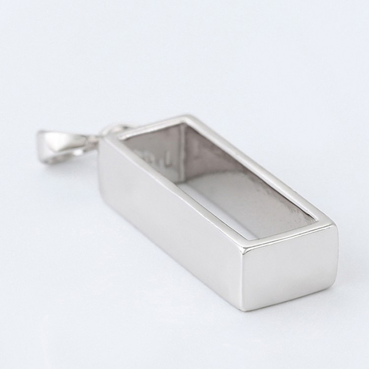 Металлический молд для кулона прямоугольный, цвет: серебро, 1 шт. — картинка 3
