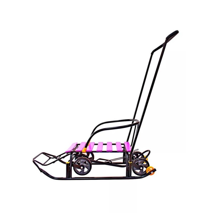 Санки детские Snow Black Auto сливовые рейки с колесами — картинка 7