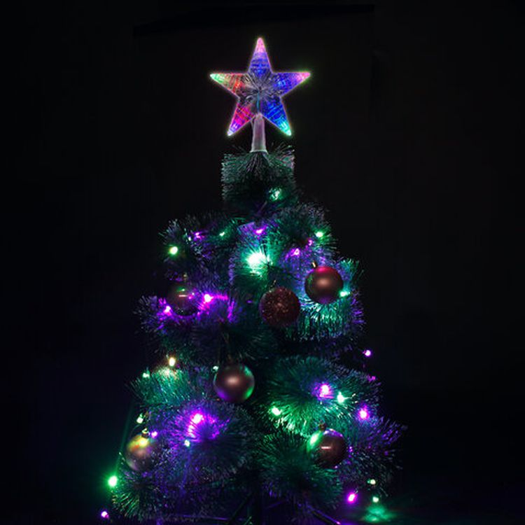 Звезда на ель 10 LED, 16,5 см, прозрачный корпус, 3 цвета, на батарейках — картинка 4