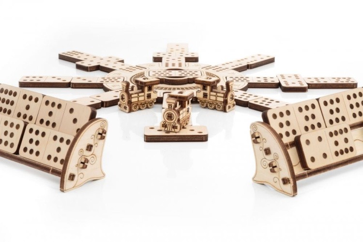Сборная деревянная настольная игра 3D EWA Домино Мексиканский поезд — картинка 4