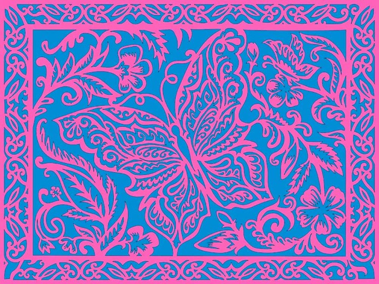 Вытынанка «Бабочка в цветах» (розовый) — картинка 3