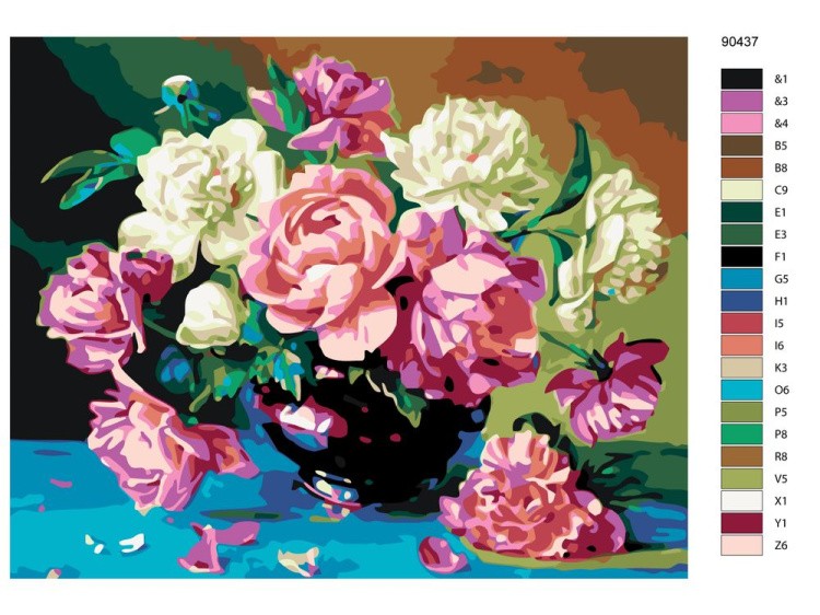 Картина по номерам «Букет пионов» — картинка 2