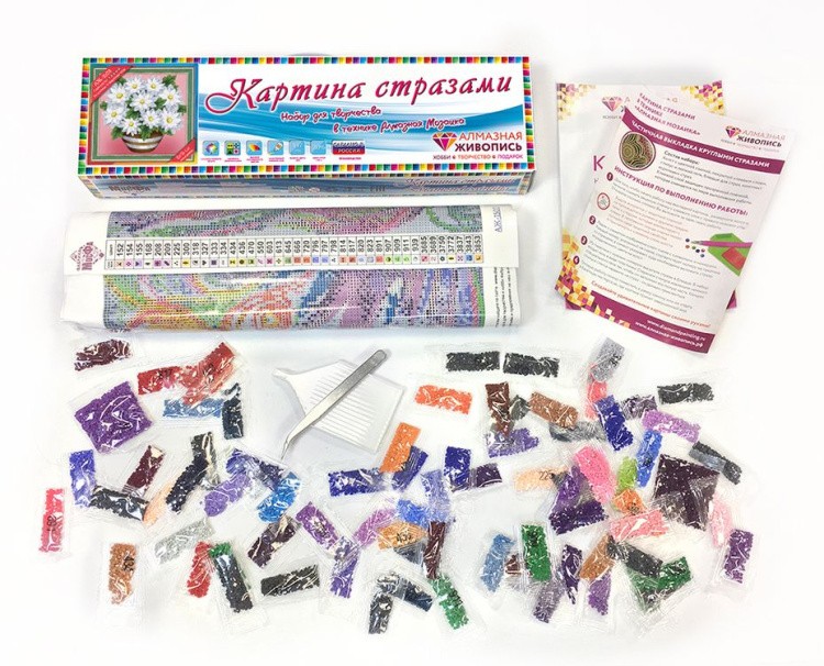 Алмазная вышивка «Ромашки в горшочке» — картинка 3