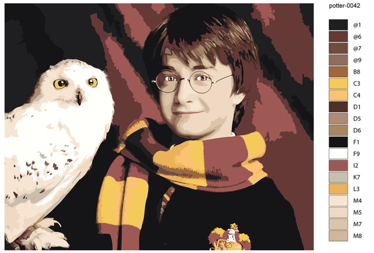 Картина по номерам «Гарри Поттер: сова Букля, шарф Гриффиндор» — картинка 2