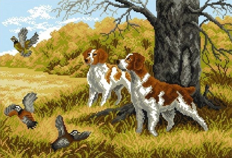 Рисунок на ткани «Охотничьи псы»