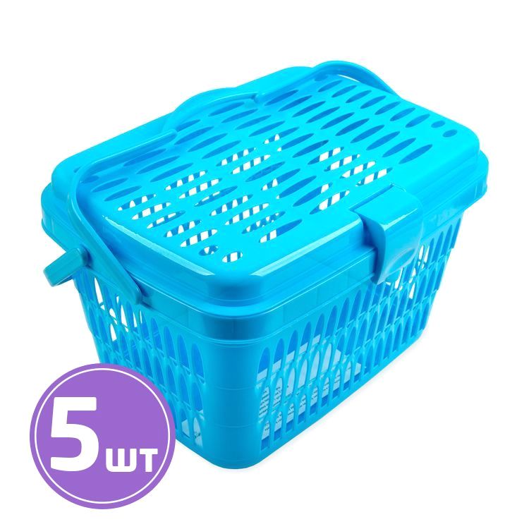 Корзина для швейных принадлежностей, пластик, 42x31x27 см, 5 шт., цвет: голубой, Gamma