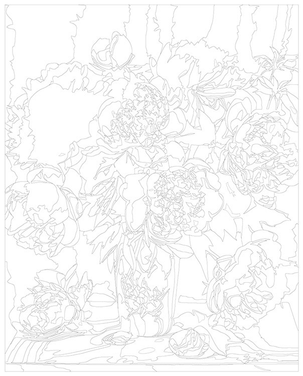 Картина по номерам «Цветы: Букет пионов на столе» — картинка 3