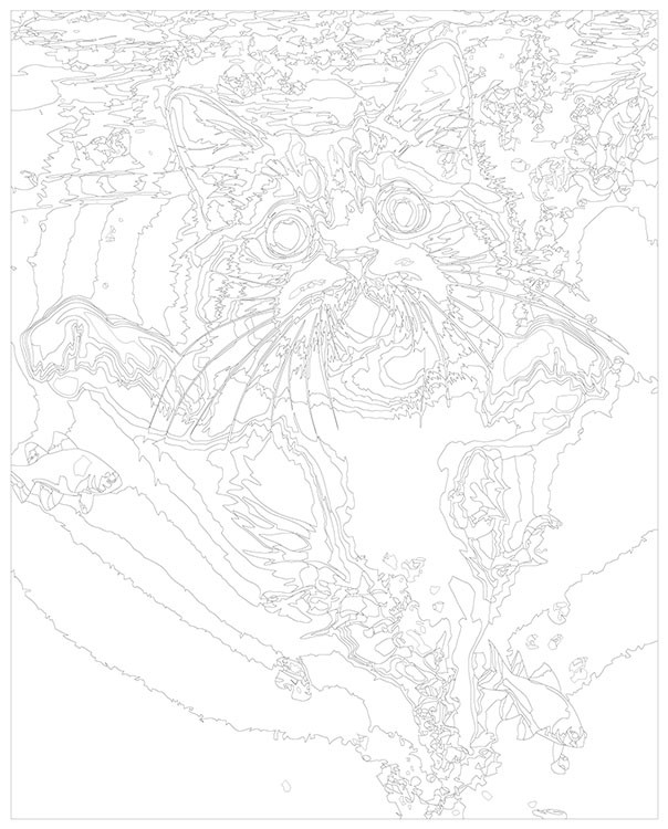 Картина по номерам «Рыжий кот с рыбами под водой 2» — картинка 3