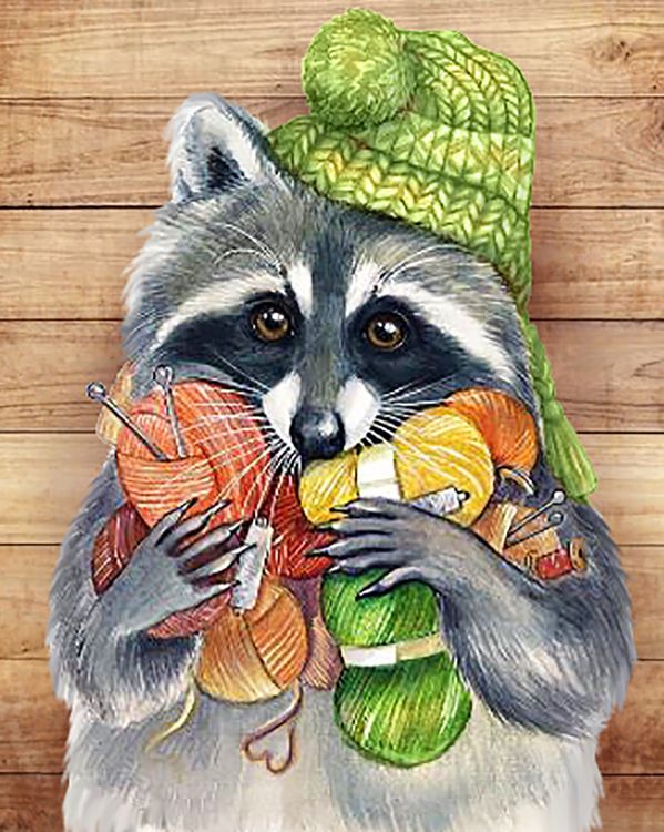 Алмазная вышивка «Енот и нитки» — картинка 2