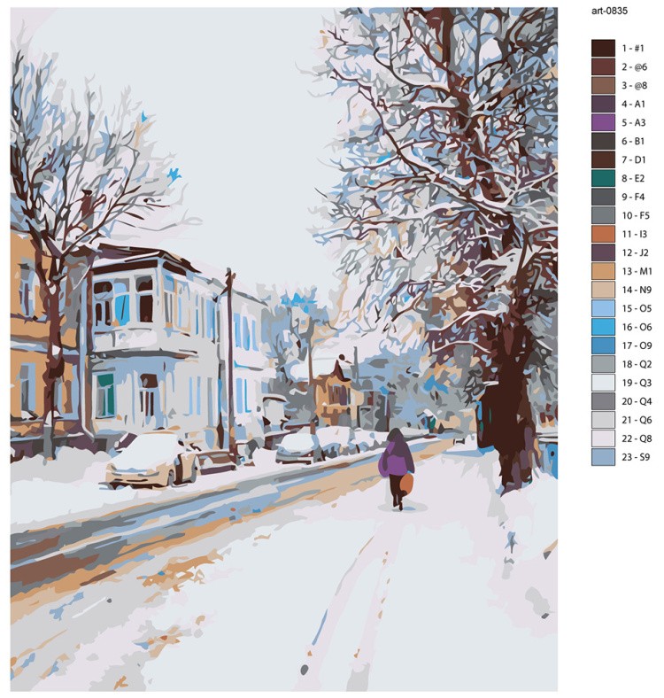 Картина по номерам Дома панельки родные зима в городе — картинка 2
