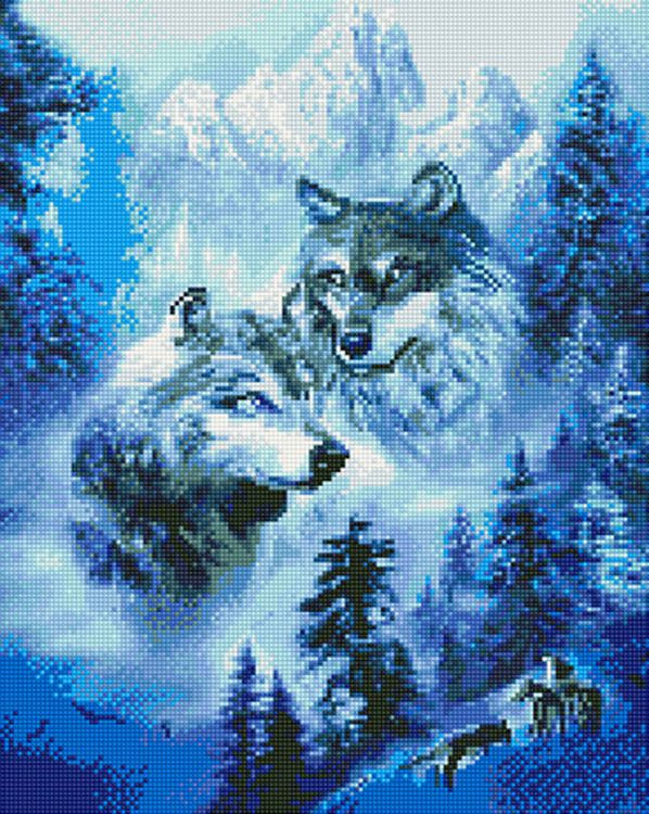 Алмазная вышивка «Волки в горах»