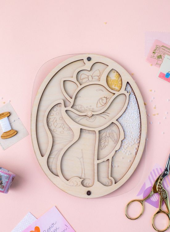 Органайзер для бисера с крышкой «Овал. Котик» — картинка 2