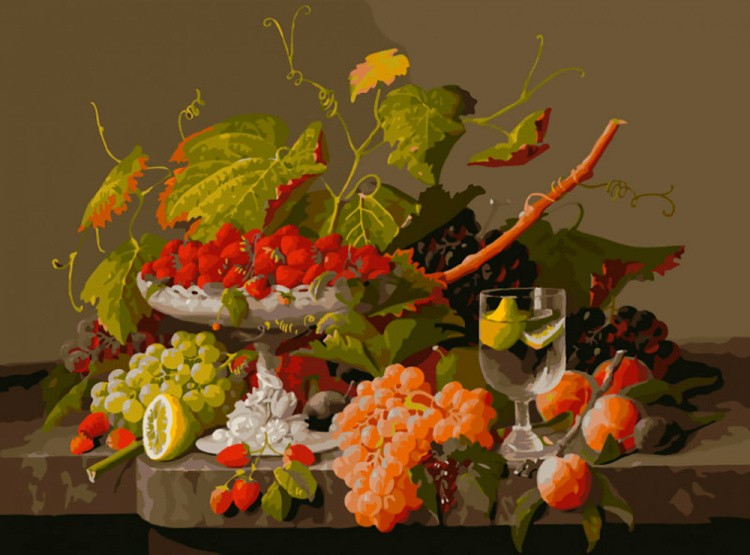 Картина по номерам «Натюрморт с виноградной лозой»