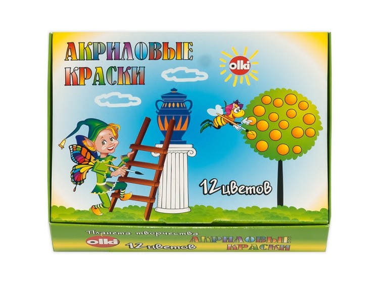 Краски акриловые для детского творчества (12 цветов) — картинка 2